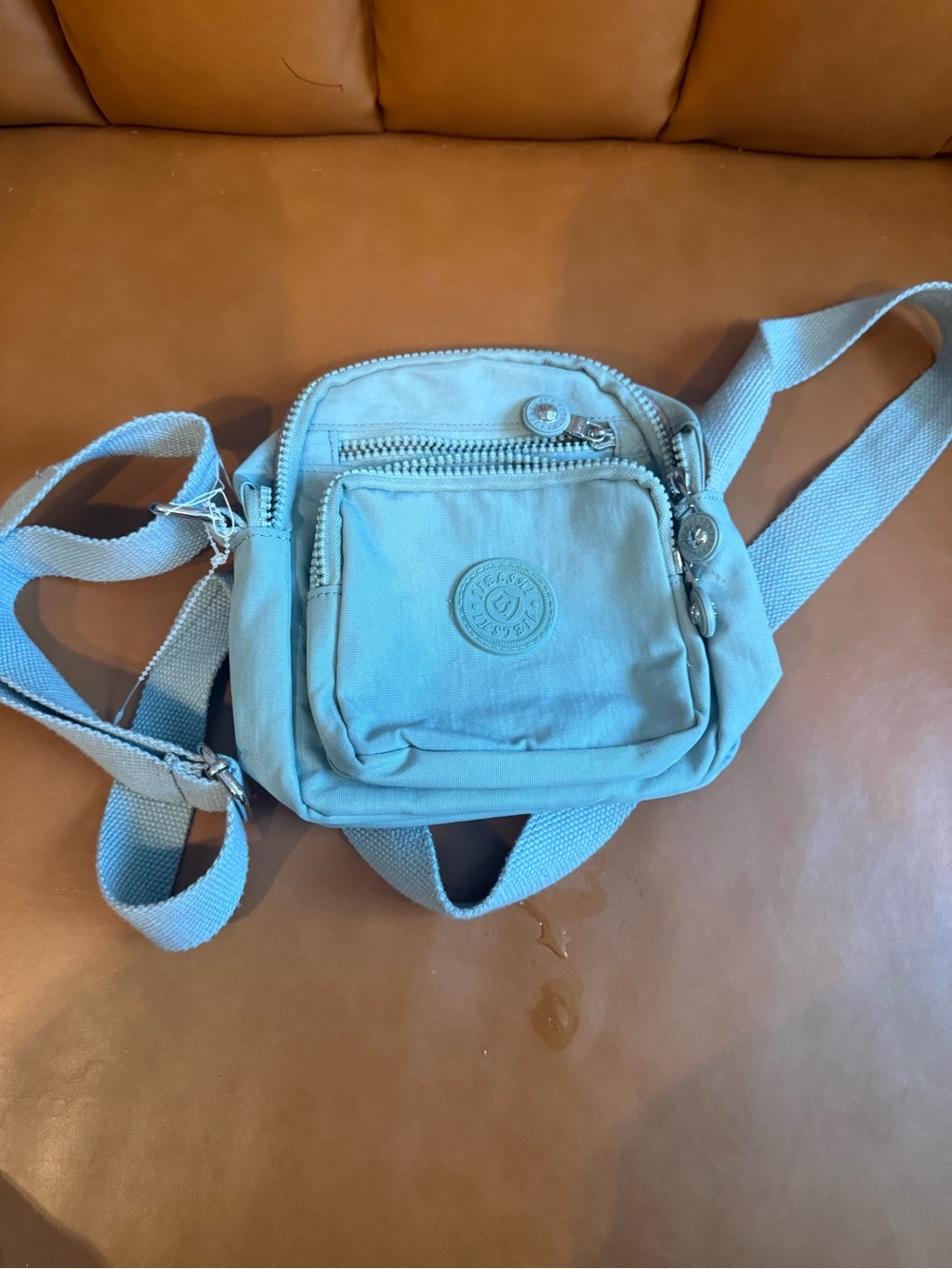 Jielshi Light Blue/Green  Small Crossbody Belt Bag with Front Pocket